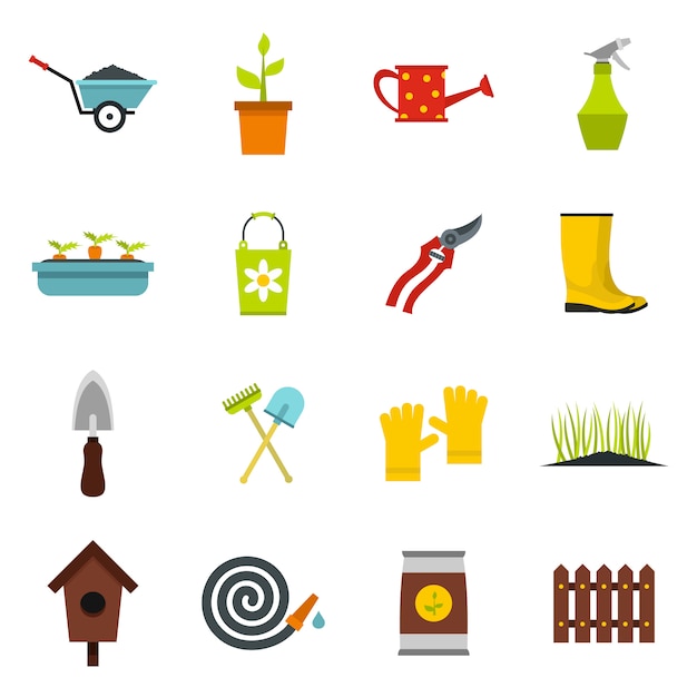 Premium Vector | Gardening icons set