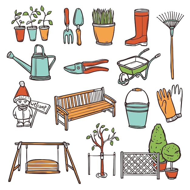 Download Free Vector | Gardening tools set