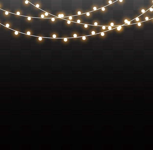 Premium Vector | Garland string lights isolated on transparent