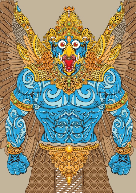 Premium Vector Garuda Mythology Illustration With Traditional Ornaments