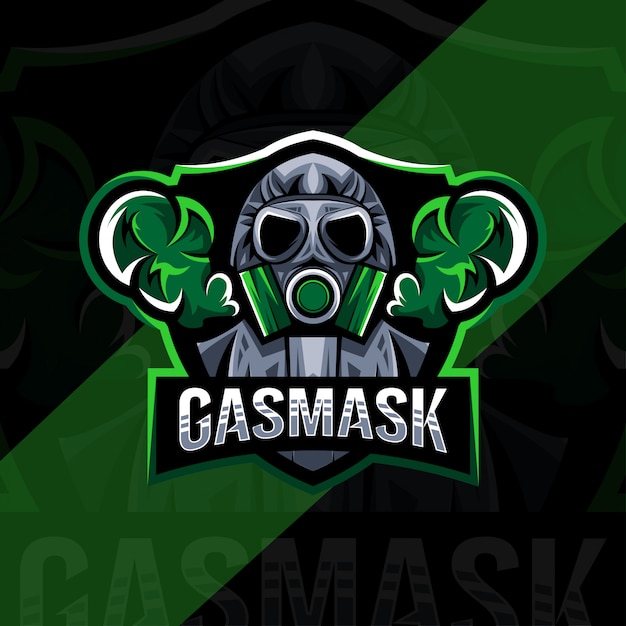 Gasmaskマスコットロゴeスポーツデザイン プレミアムベクター