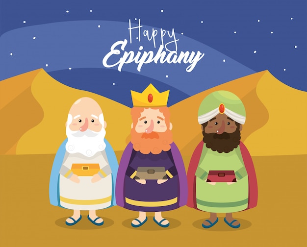 Premium Vector | Gaspar with melchior and balthazar to happy epiphany