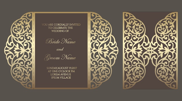 Download Gate fold laser cut wedding invitation card template ...