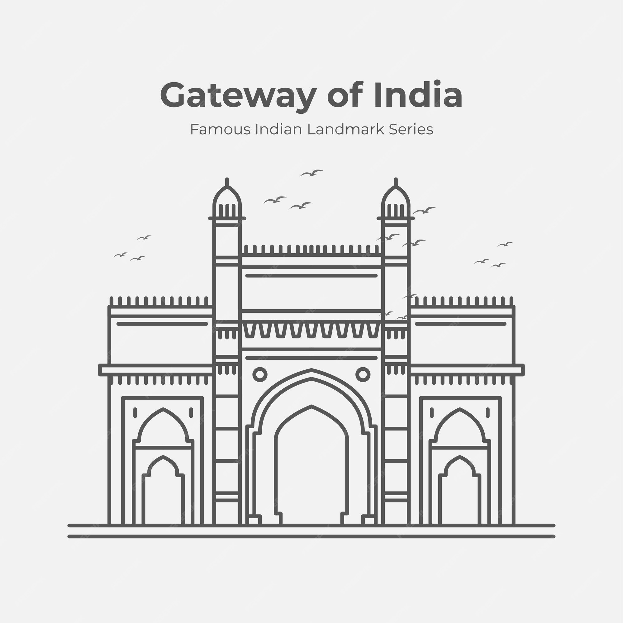 Premium Vector Gateway Of India Famous Landmark Outline Illustration premium-vector-gateway-of-india-famous-landmark-outline-illustration
