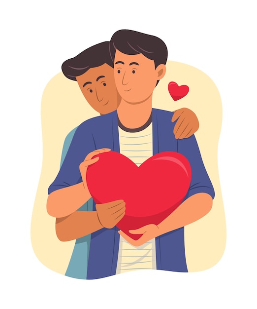 Premium Vector Gay Couple Hugging Heart 8376