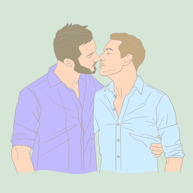 Gay Men Kissing Premium Vector 6550