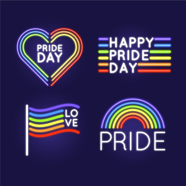 Gay and proud neon signs | Free Vector