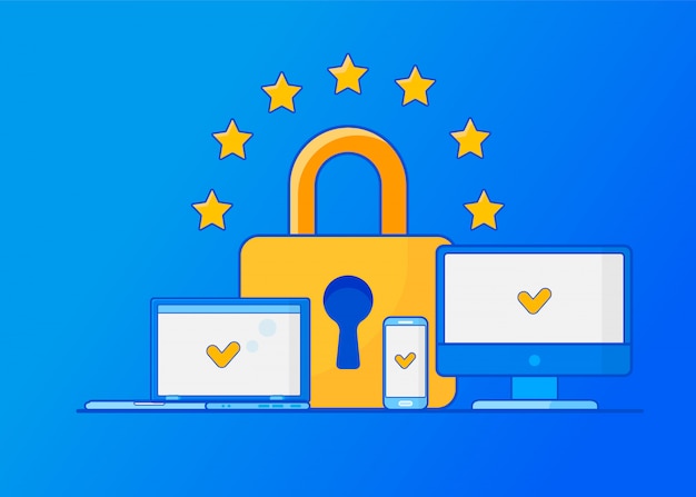 Gdpr general data protection regulation. protection of personal data. Premium Vector