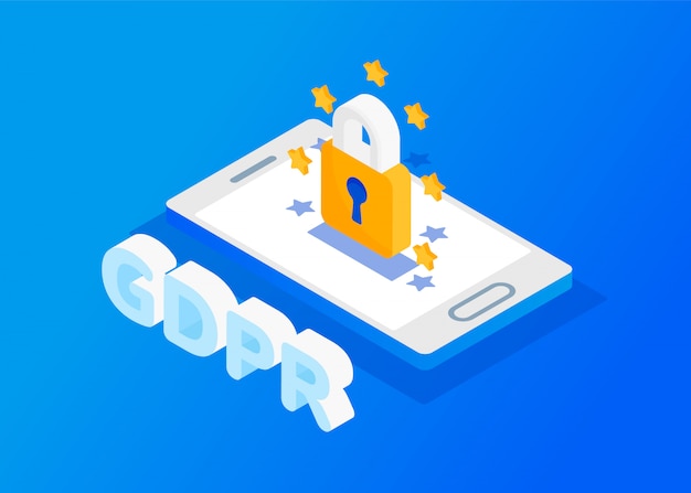 Gdpr isometric concept Premium Vector