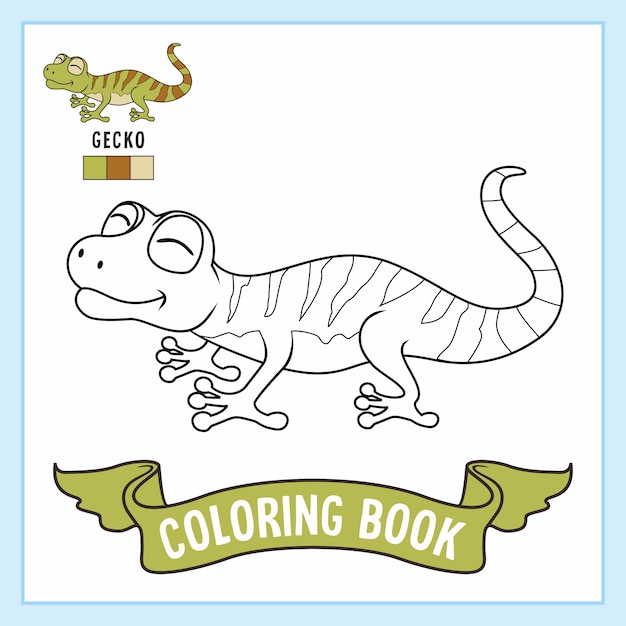 Gecko Animals Coloring Pages Book Premium Vector