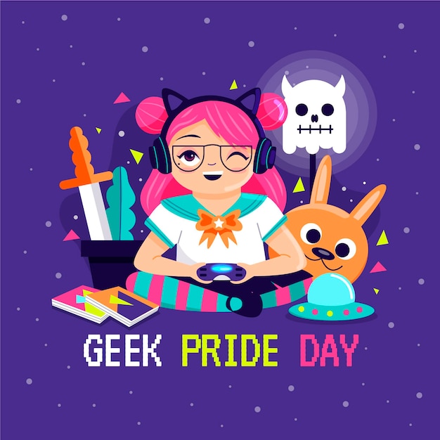 Geek pride day concept | Free Vector