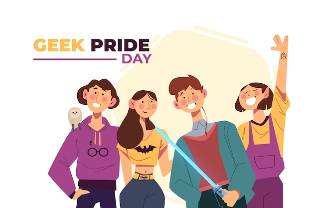 Free Vector | Geek pride day men and women