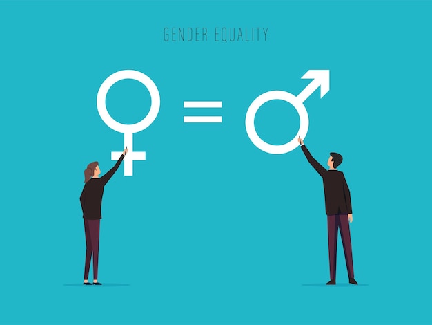 Premium Vector | Gender equality concept, male and female drawing ...