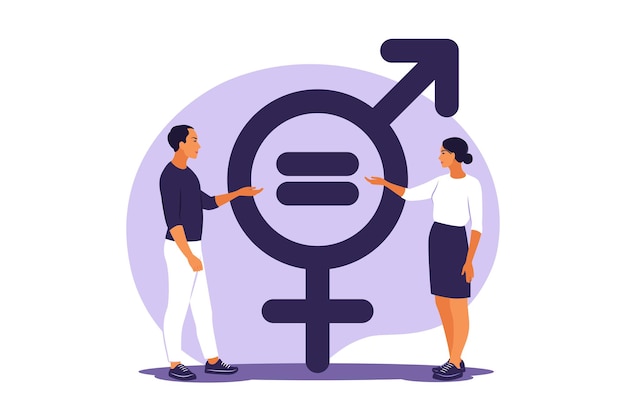 Premium Vector Gender Equality Concept Men And Women Character On The Scales For Gender 6350