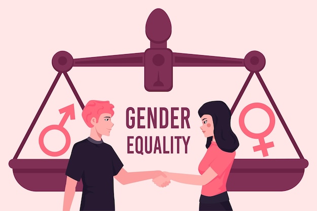 Free Vector Gender Equality Concept With Man And Woman 5919