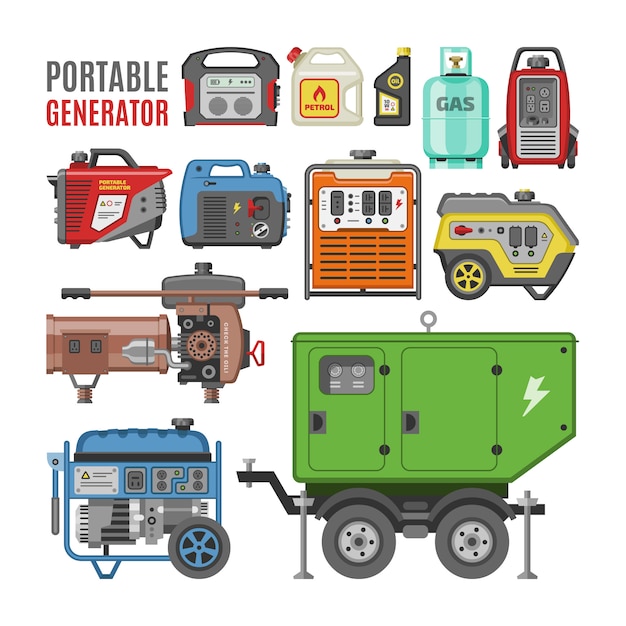 Download Premium Vector | Generator vector power generating portable diesel fuel energy industrial