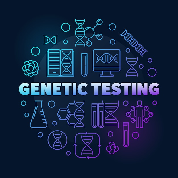 Genetic testing vector round colorful outline illustration Premium Vector
