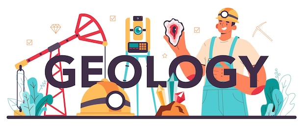 Premium Vector | Geology typographic header. scientist study structure ...