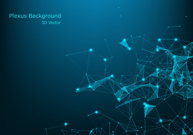 Geometric abstract background with connected line and dots. big data visualization. global network connection vector. Premium Vector