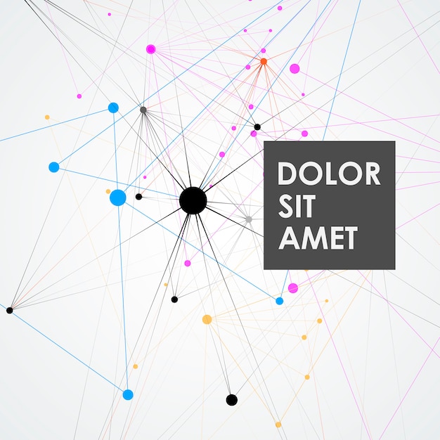 Geometric abstract background with connected line and dots with halftone effect Premium Vector