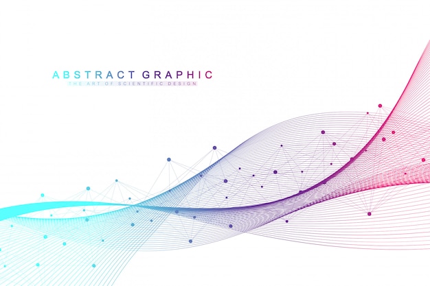 Premium Vector Geometric Abstract Background With Connected Lines And Dots Wave Flow Molecule And Communication Background Graphic Background For Your Design Illustration