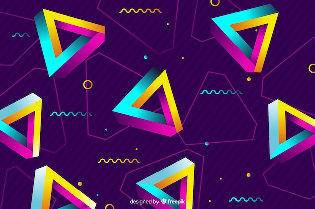 Geometric background in 80s style Free Vector