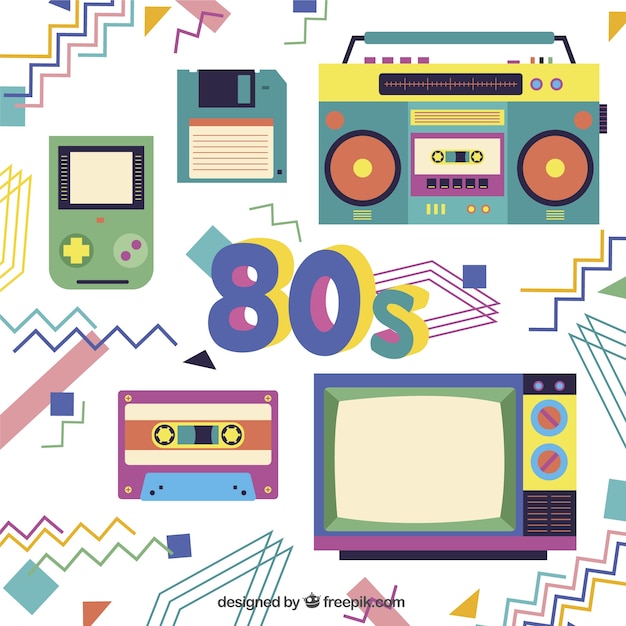 Geometric background of eighties objects Free Vector