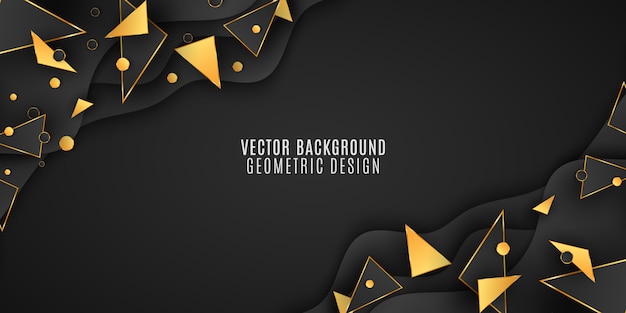 Geometric background for your design. black and gold triangles and circles. Premium Vector