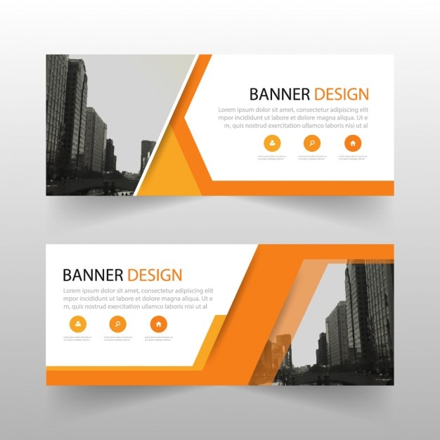 Free Vector Geometric Banner With Orange Shapes