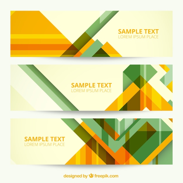 Free Vector | Geometric banners in green and yellow colors