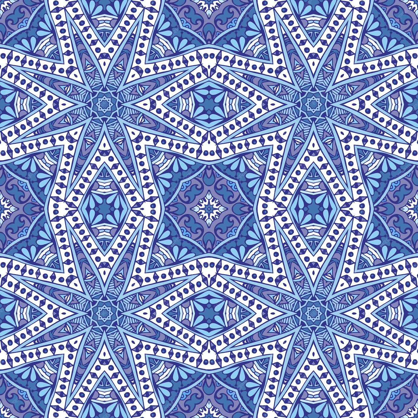 Premium Vector | Geometric blue and white ceramic design