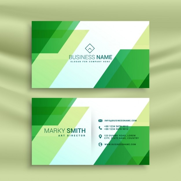 Free Vector | Geometric business card, green color