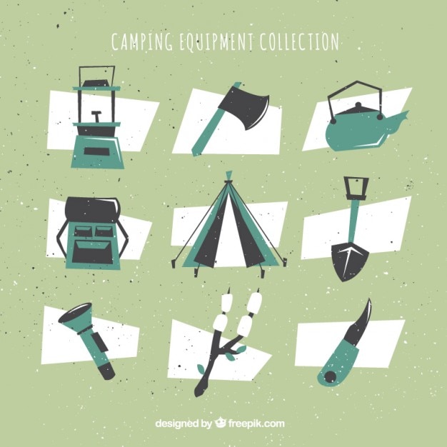 Geometric camping equipment set