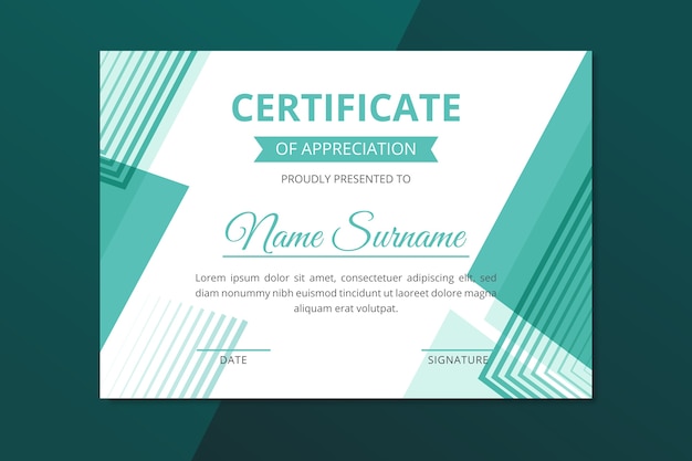 Free Vector | Geometric certificate template abstract style