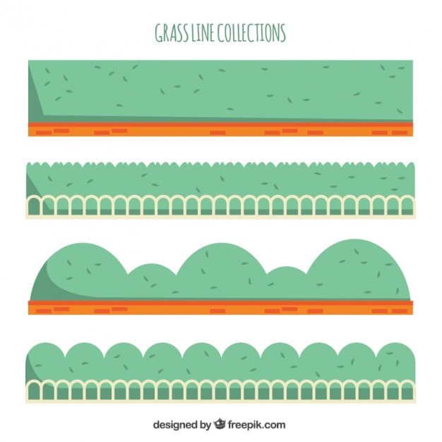 Download Free Vector | Geometric collection of grass borders with ...