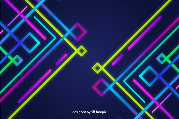 Geometric colorful neon shapes background Free Vector
