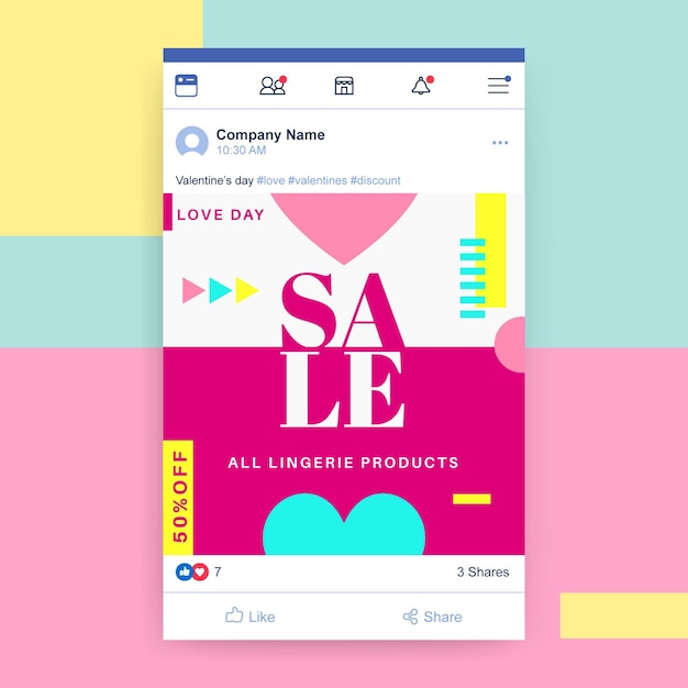 Free Vector Geometric Colorful Valentine S Day Facebook Post