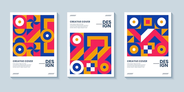 Premium Vector | Geometric cover with bold retro color