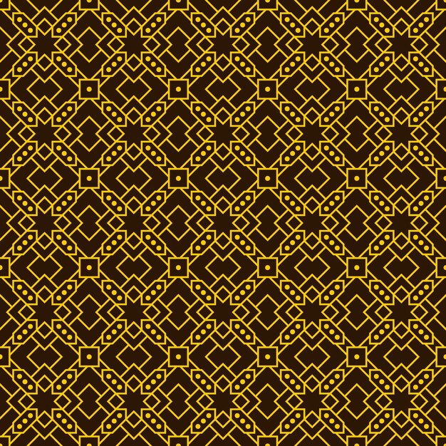 ゴールドカラーの幾何学的なエスニックバティックシームレスパターンの壁紙の背景 プレミアムベクター