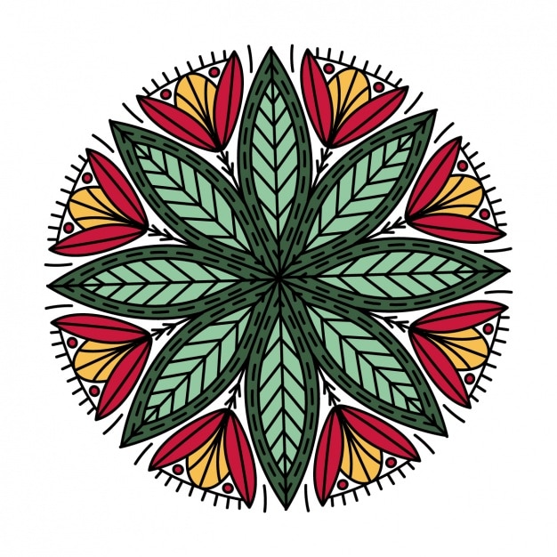 Download Geometric floral circle | Free Vector