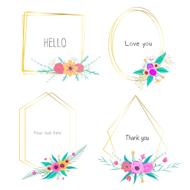 Geometric frame with flower. Vector | Premium Download