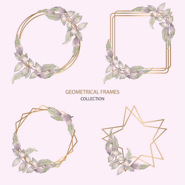 Premium Vector | Geometric frames collection in watercolor