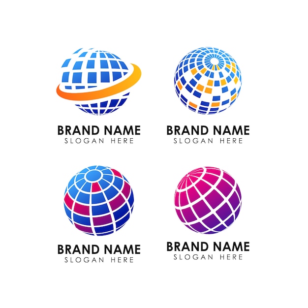 Geometric globe logo design template Premium Vector