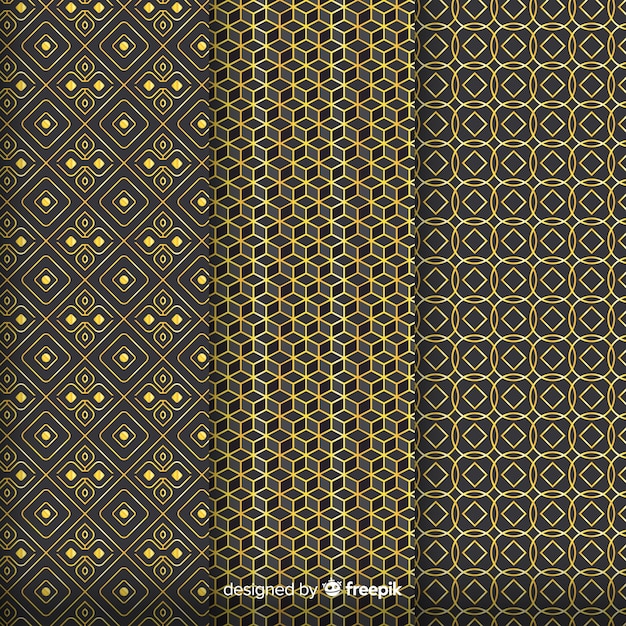 Geometric golden luxury pattern assemble Free Vector