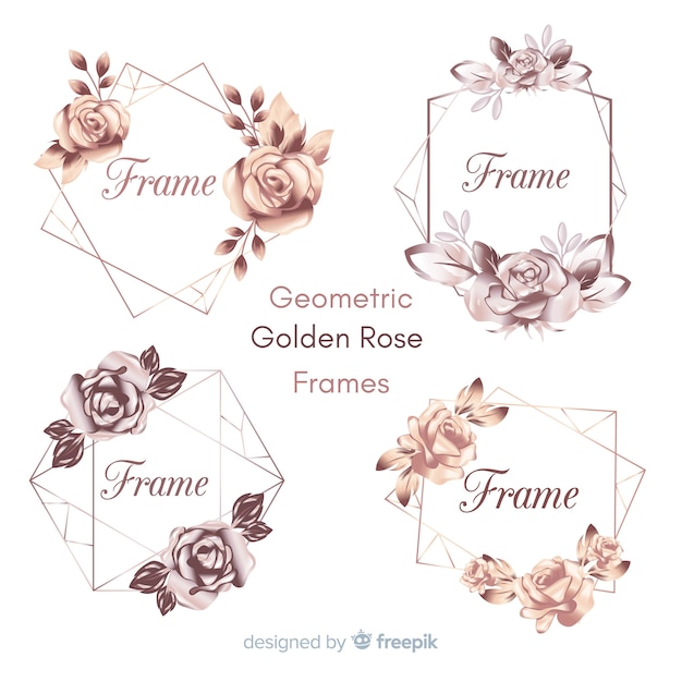 Free Vector Geometric Golden Rose Frame Collection