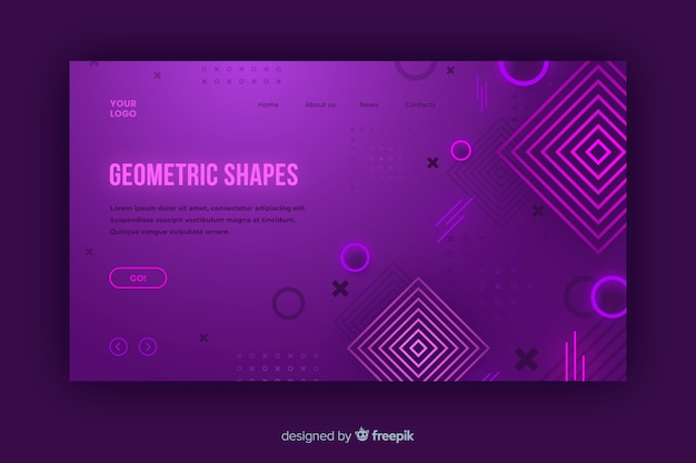 Geometric gradient shapes landing page Free Vector