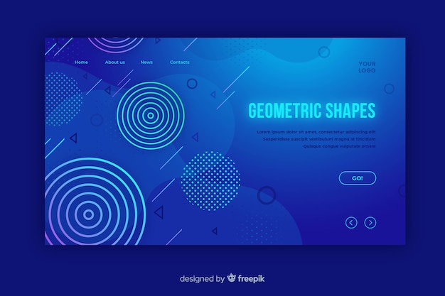 Geometric gradient shapes landing page Free Vector