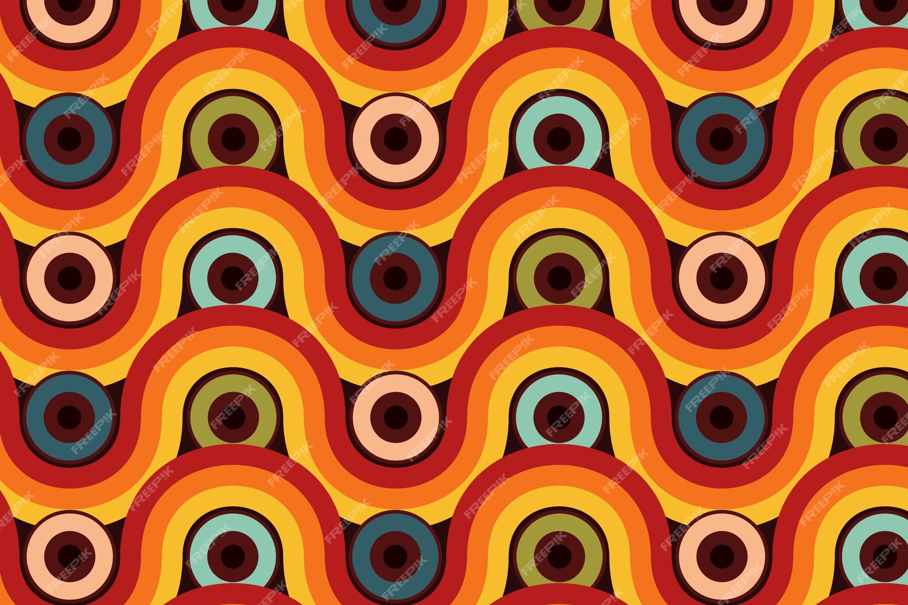 Free Vector Geometric groovy pattern with different shapes