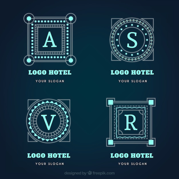 Download Geometric hotel logos pack Vector | Free Download
