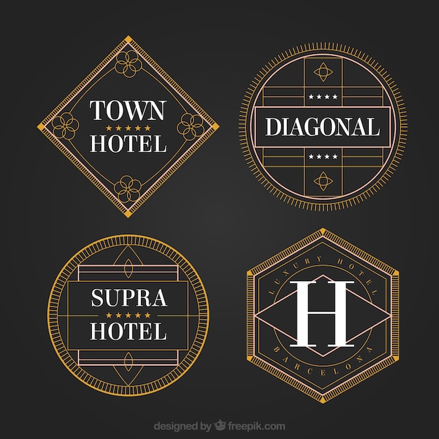 Geometric hotel logos in a vintage style | Free Vector